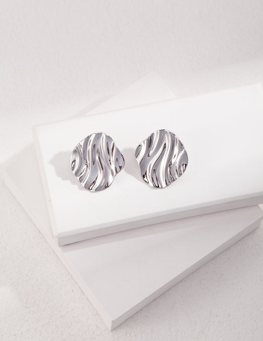 STERLING SILVER WATER RIPPLE EVERYDAY EARRINGS