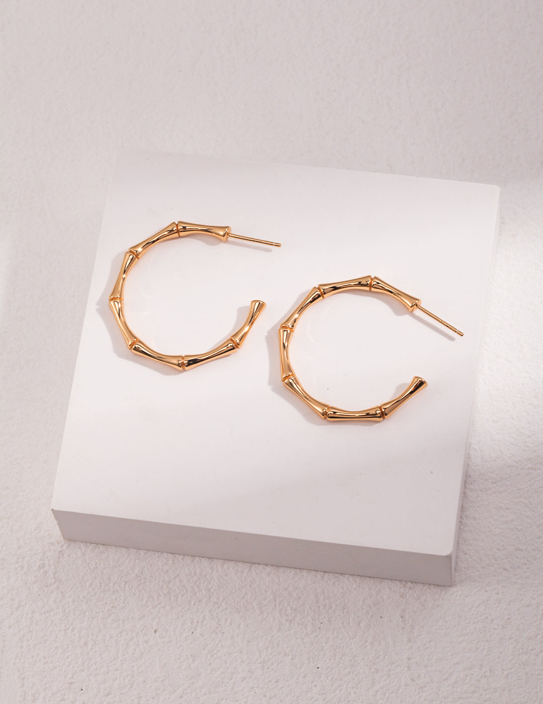 STERLING SILVER HALF HOOP BAMBOO EARRINGS