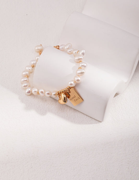 STERLING SILVER PEARL TAG BRACELET