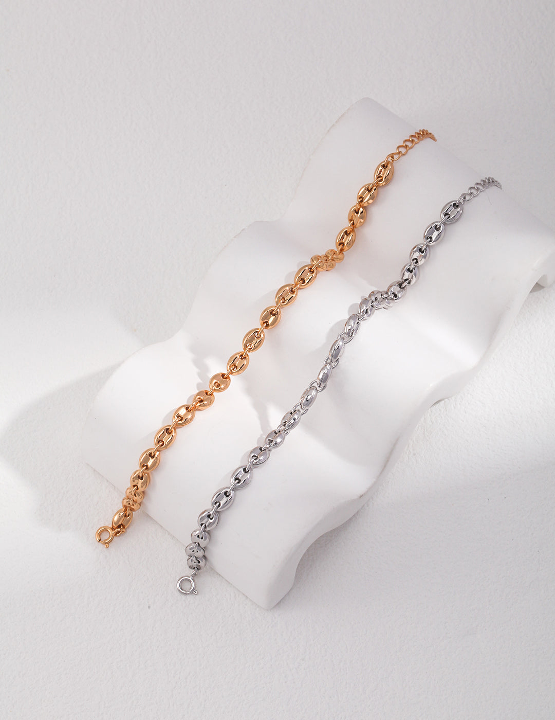 STERLING SILVER BEAN CHAIN BRACELET