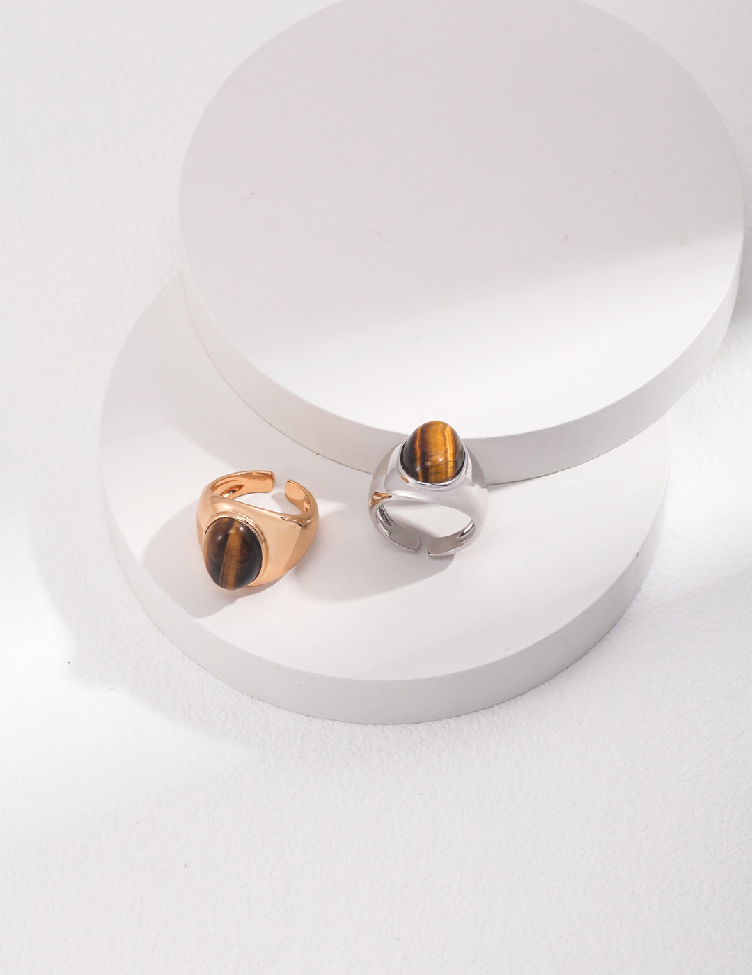 STERLING SILVER TIGER EYE ADJUSTABLE OPEN RING