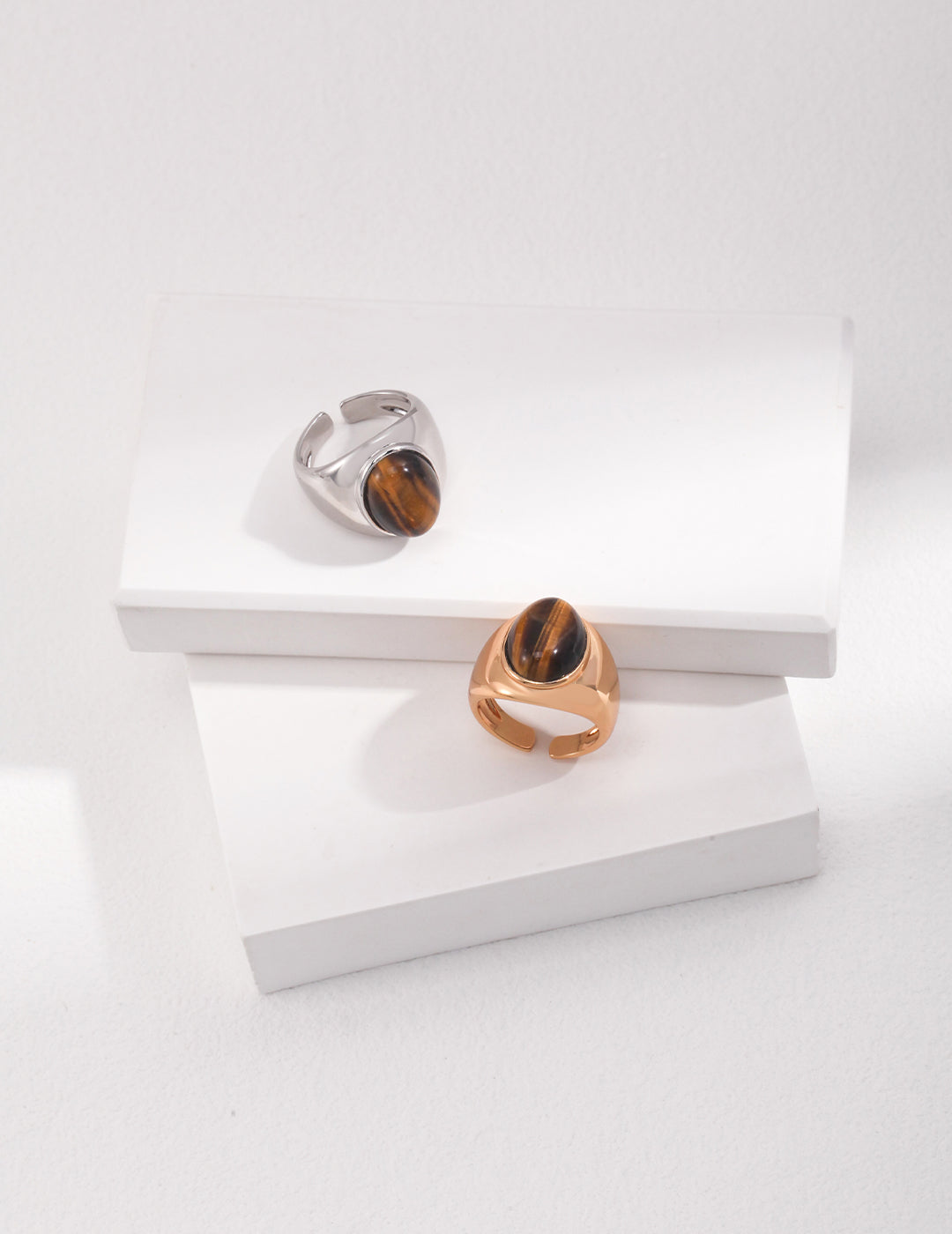 STERLING SILVER TIGER EYE ADJUSTABLE OPEN RING