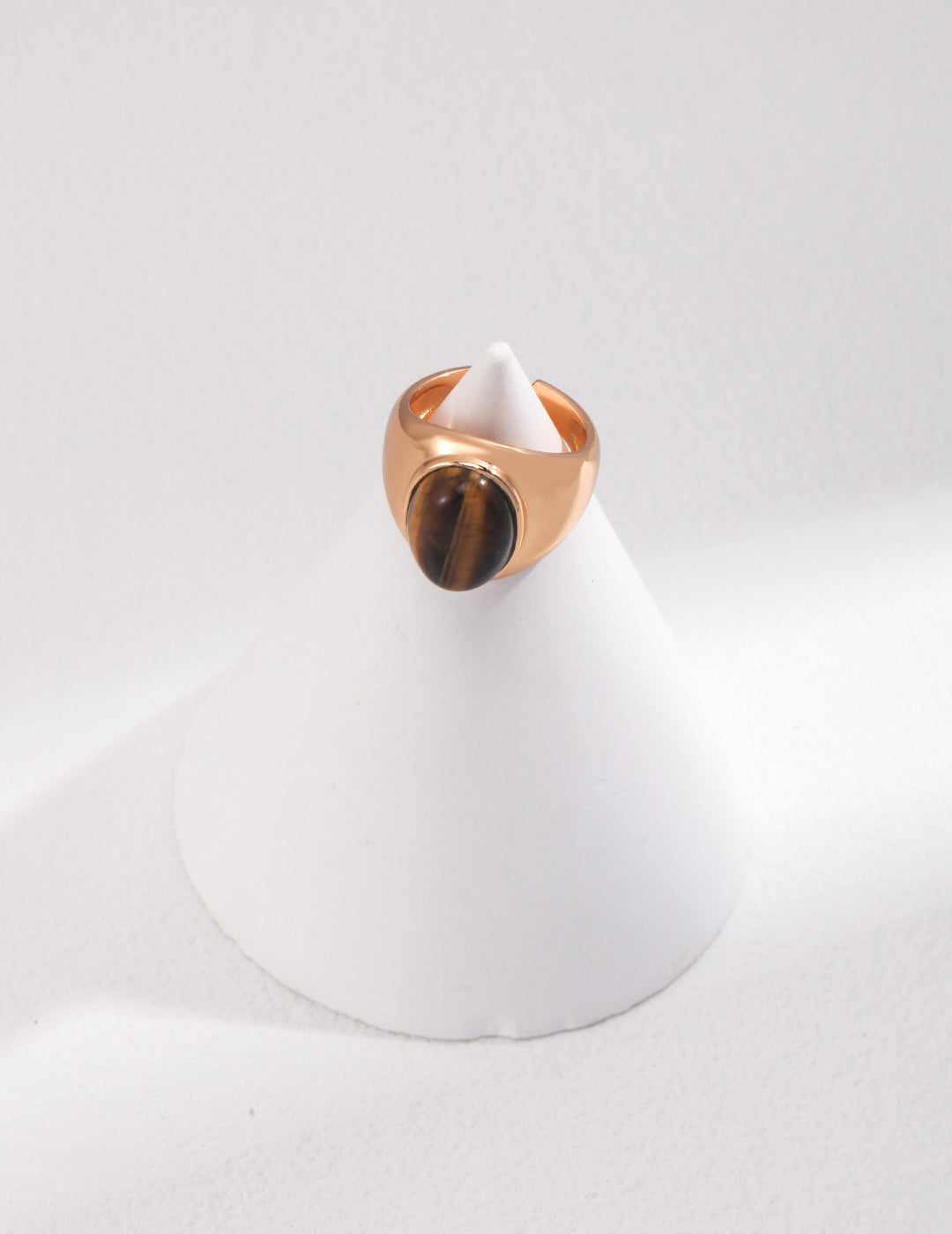 STERLING SILVER TIGER EYE ADJUSTABLE OPEN RING