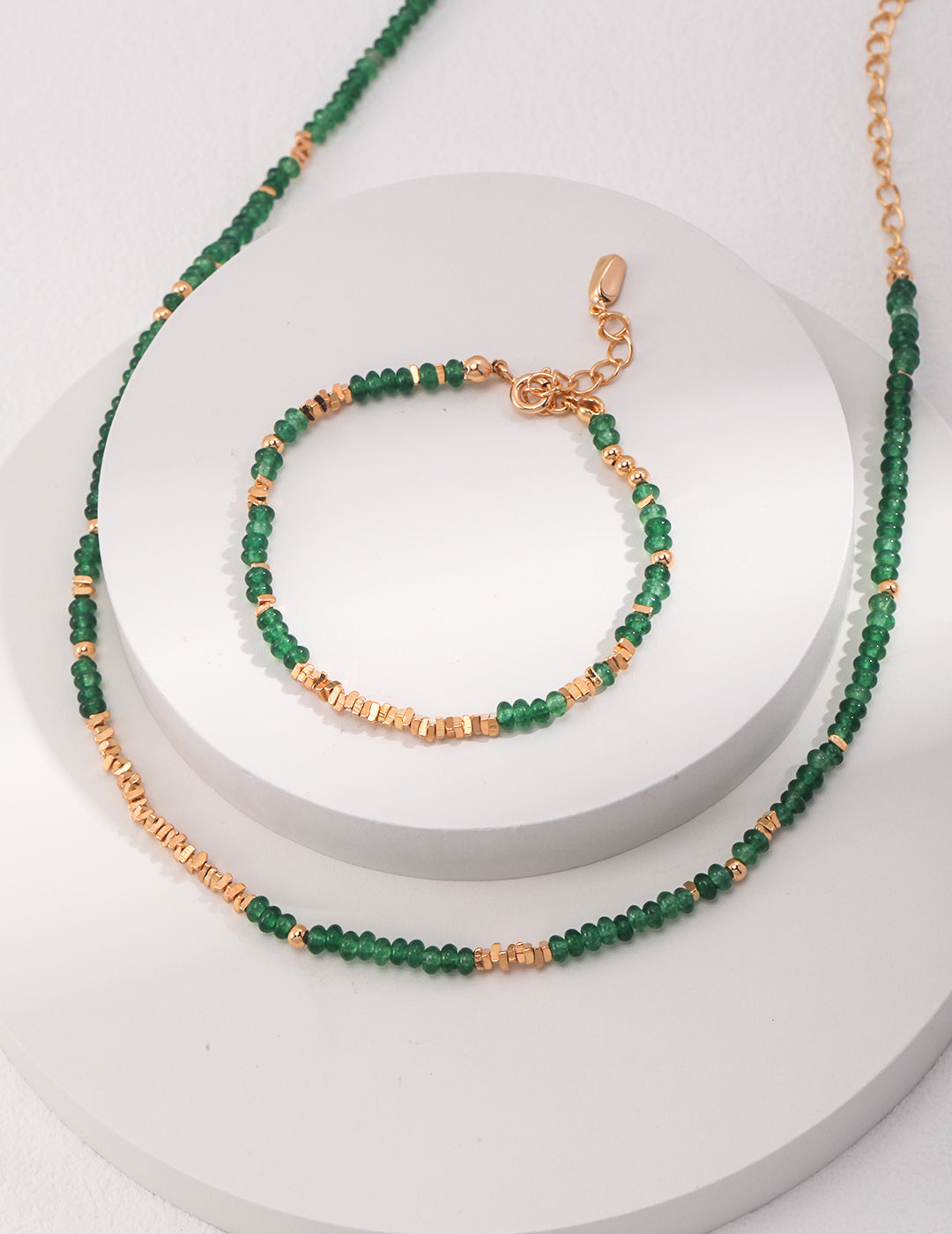 STERLING SILVER SILVER SYNTHETIC EMERALD NECKLACE