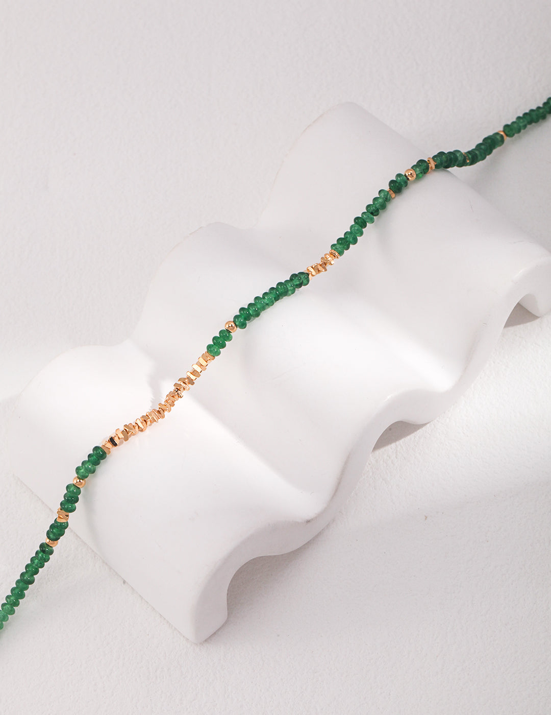 STERLING SILVER SILVER SYNTHETIC EMERALD NECKLACE