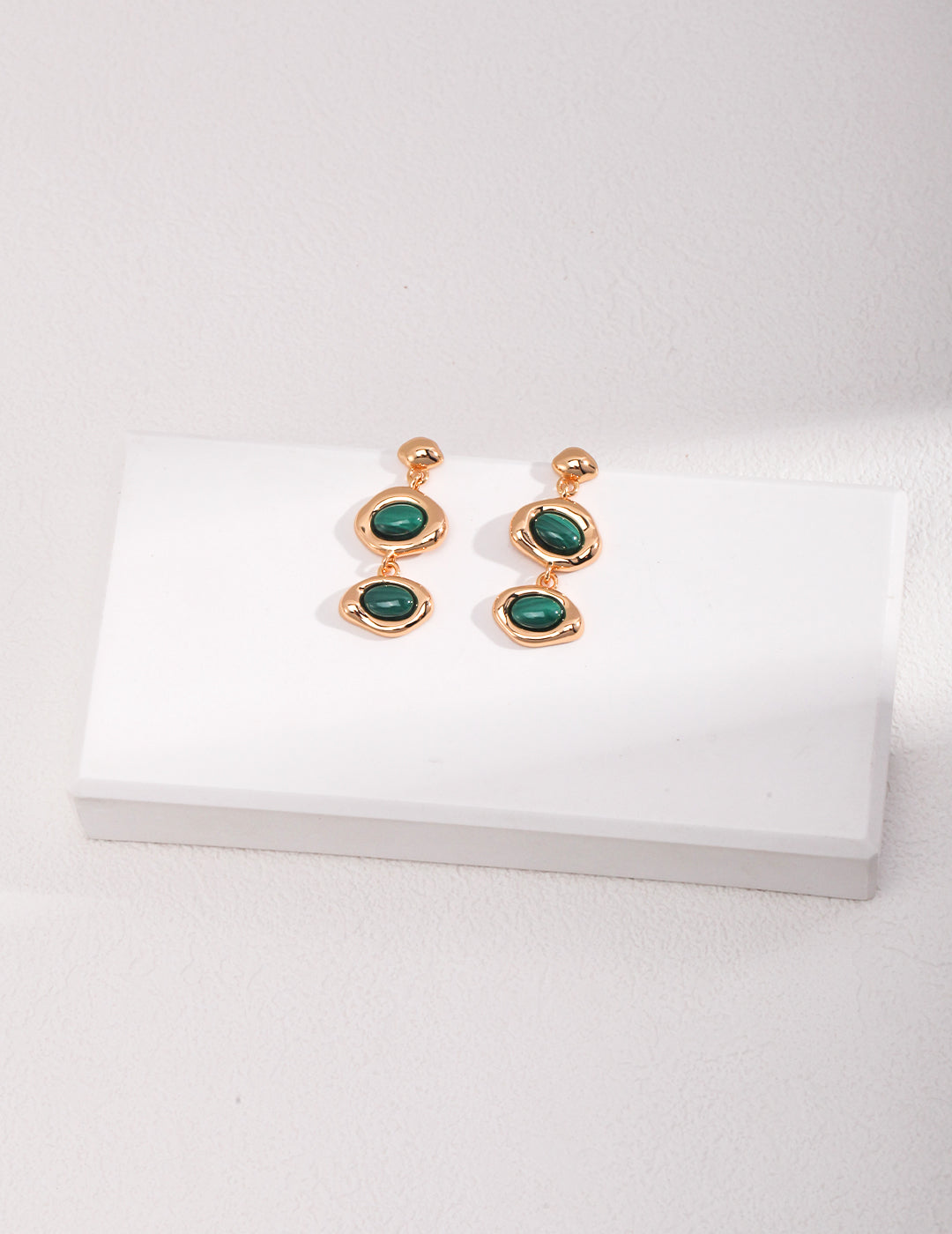 STERLING SILVER MALACHITE DROP EARRINGS