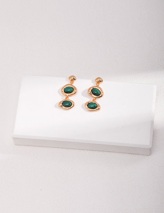 STERLING SILVER MALACHITE DROP EARRINGS