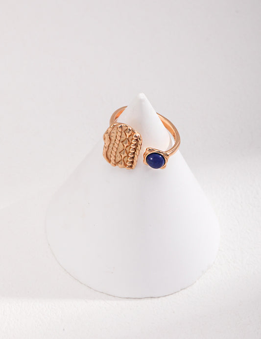 STERLING SILVER NATURAL LAPIS LAZULI OPEN RING