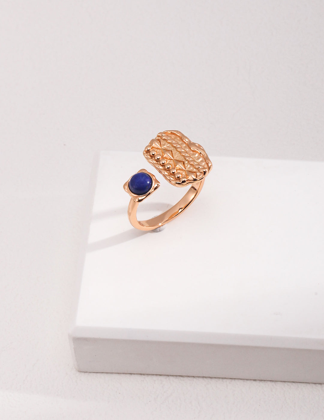 STERLING SILVER NATURAL LAPIS LAZULI OPEN RING