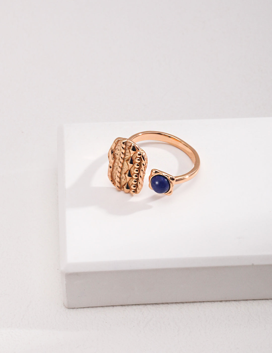 STERLING SILVER NATURAL LAPIS LAZULI OPEN RING