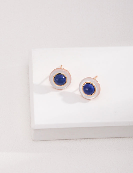 STERLING SILVER LAPIS LAZULI WHITE NACRE EARRINGS