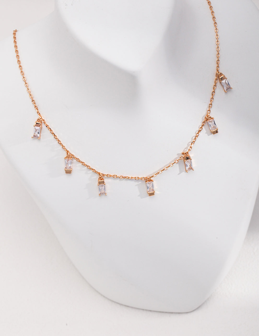 STERLING SILVER GYPSOPHILA ZIRCON NECKLACE