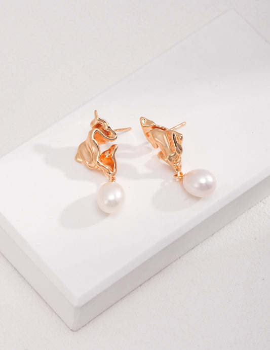 STERLING SILVER NATURAL PEARL STUD EARRINGS