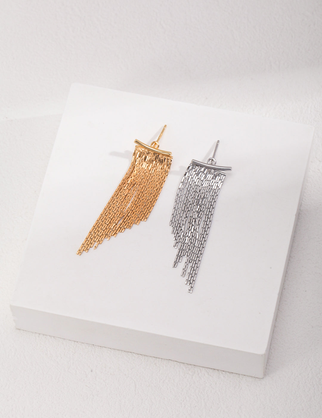 STERLING SILVER TASSEL STATEMENT EARRINGS - STUD CAN BE WORN ALONE