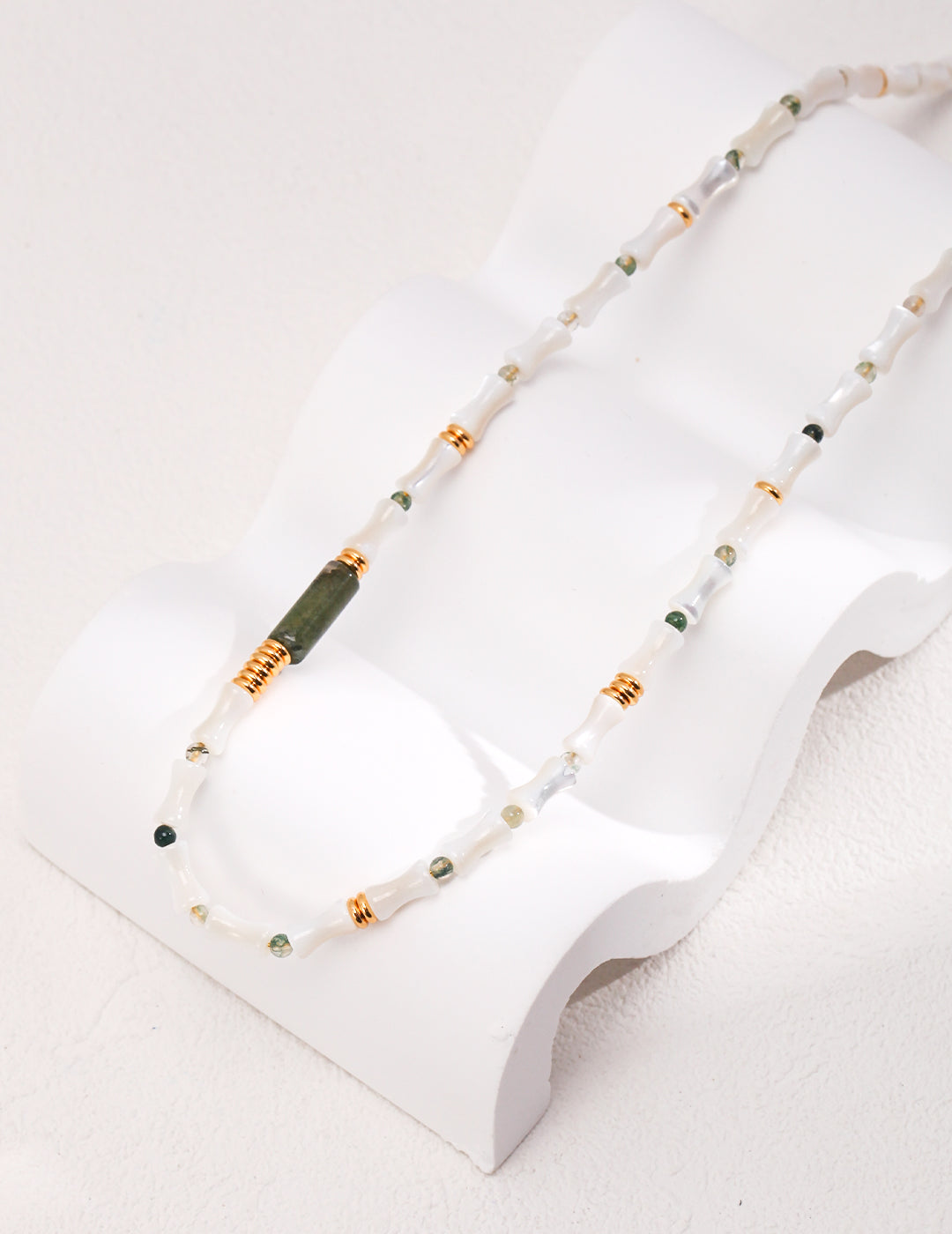 STERLING SILVER NACRE AGATE STACKING NECKLACE