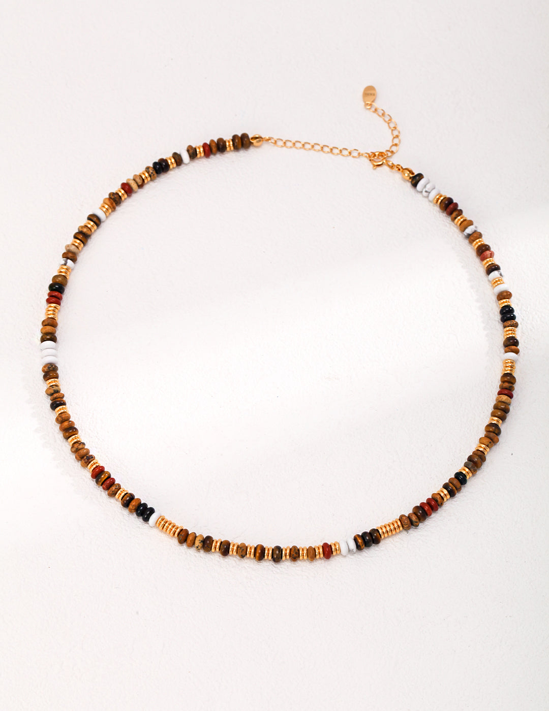 STERLING SILVER BLACK ONYX TIGER EYE BEAD NECKLACE