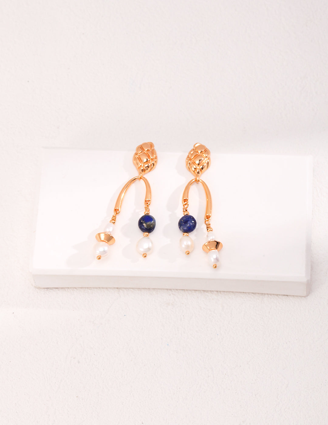 STERLING SILVER LAPIS LAZULI NATURAL PEARL EARRINGS