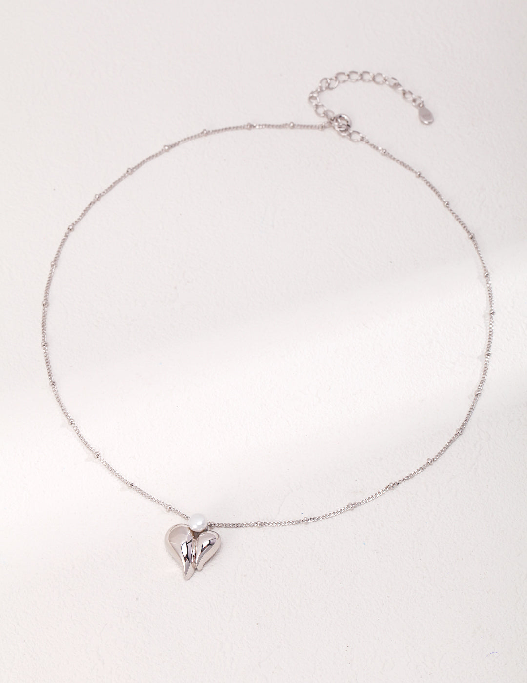 STERLING SILVER PEARL HEART NECKLACE