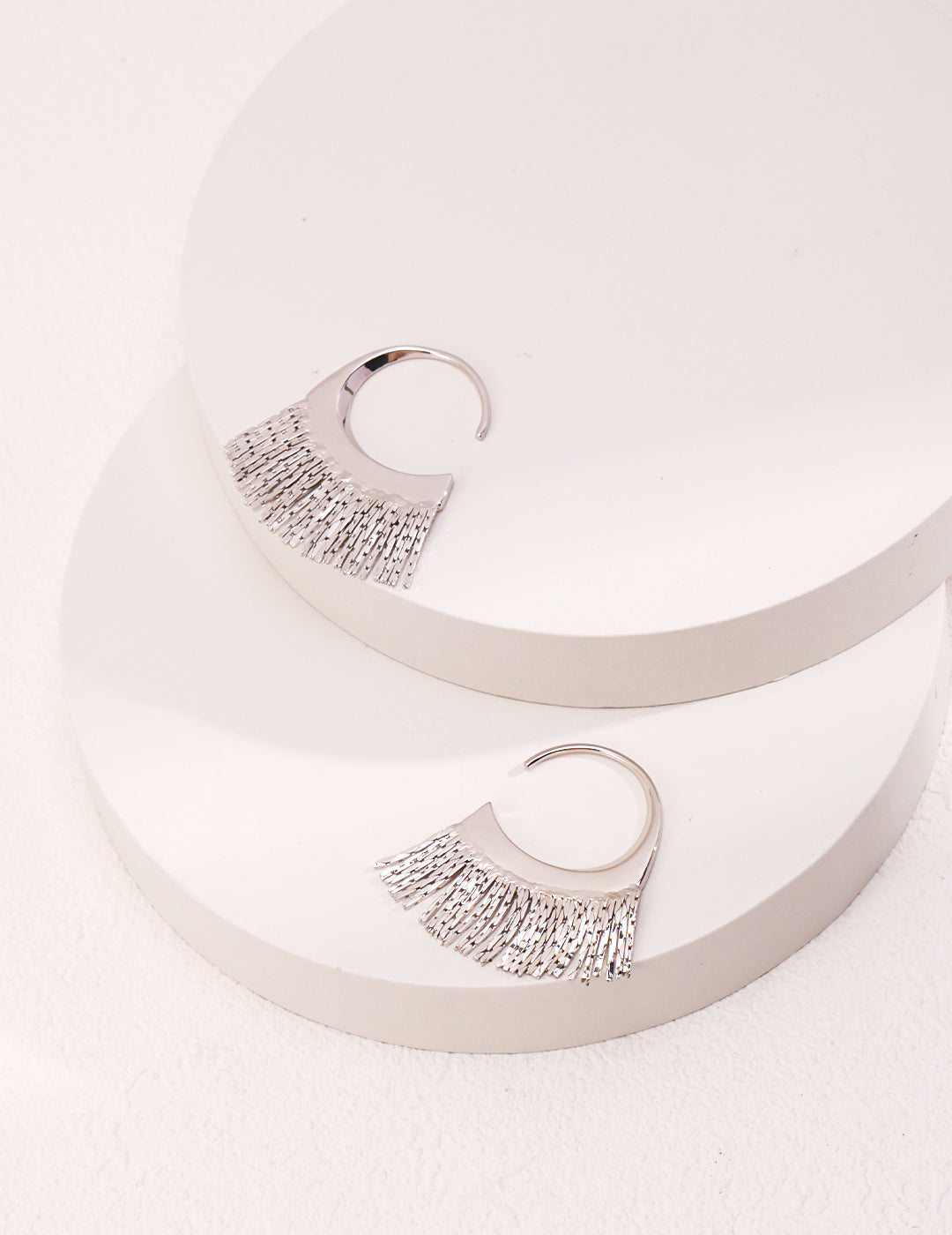 STERLING SILVER SCALLOPED TASSEL EARRINGS