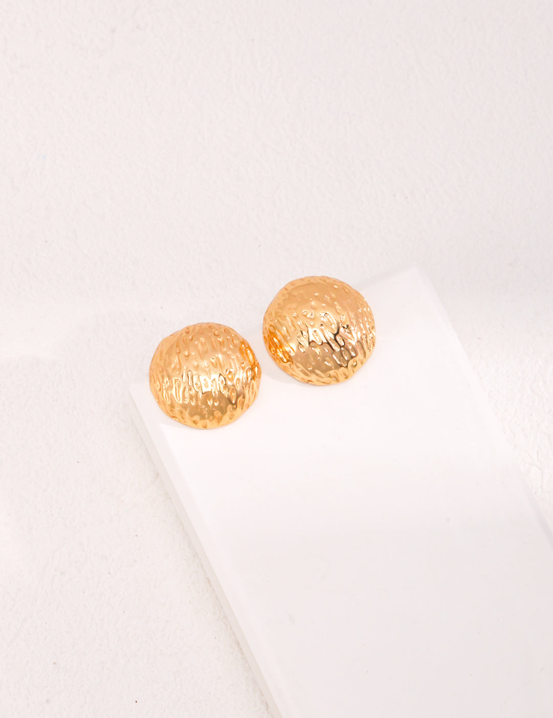 STERLING SILVER HAND-CARVED TEXTURED ROUND STUD EARRINGS