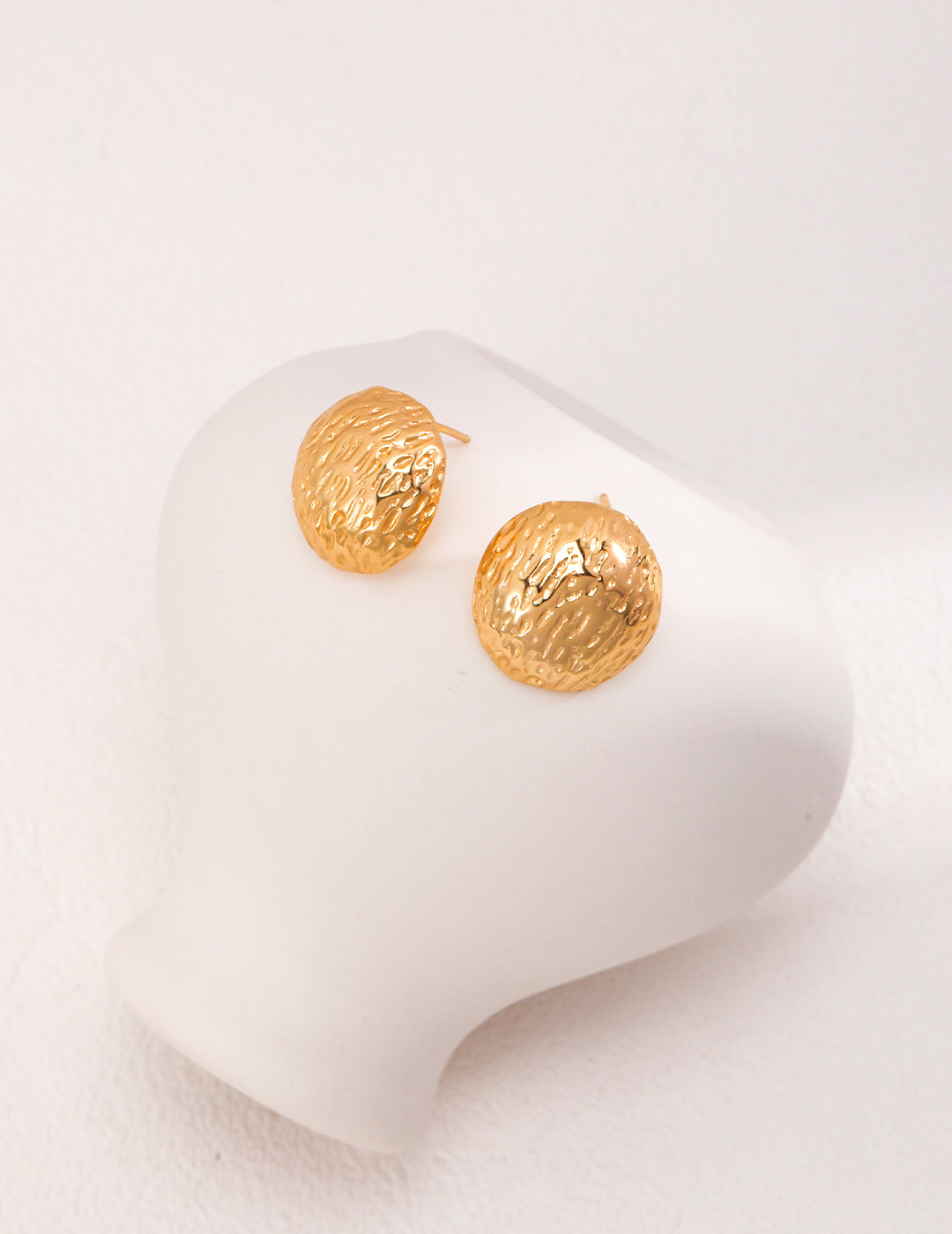 STERLING SILVER HAND-CARVED TEXTURED ROUND STUD EARRINGS