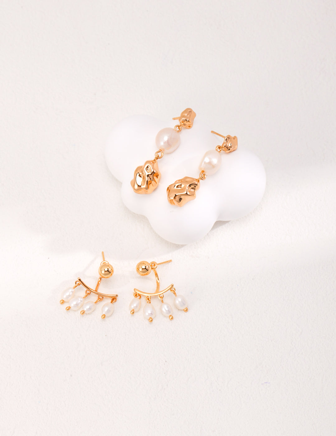 NATURAL RICE PEARL EARRINGS-EARRINGS & STUDS DUAL-PURPOSE STYLE