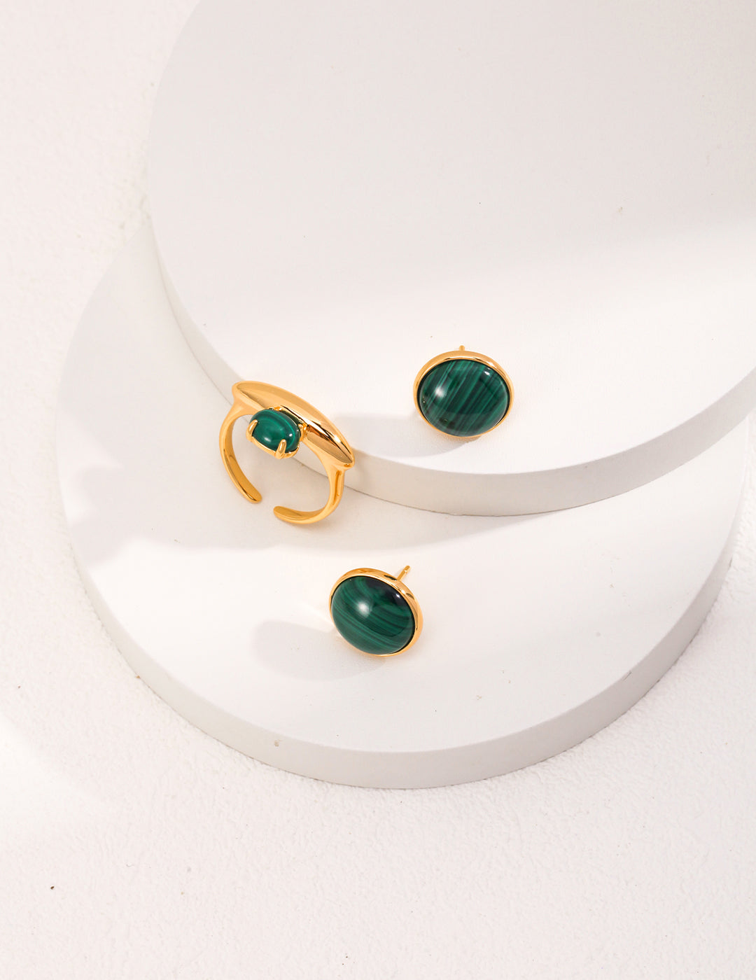 STERLING SILVER MALACHITE STUD EARRINGS