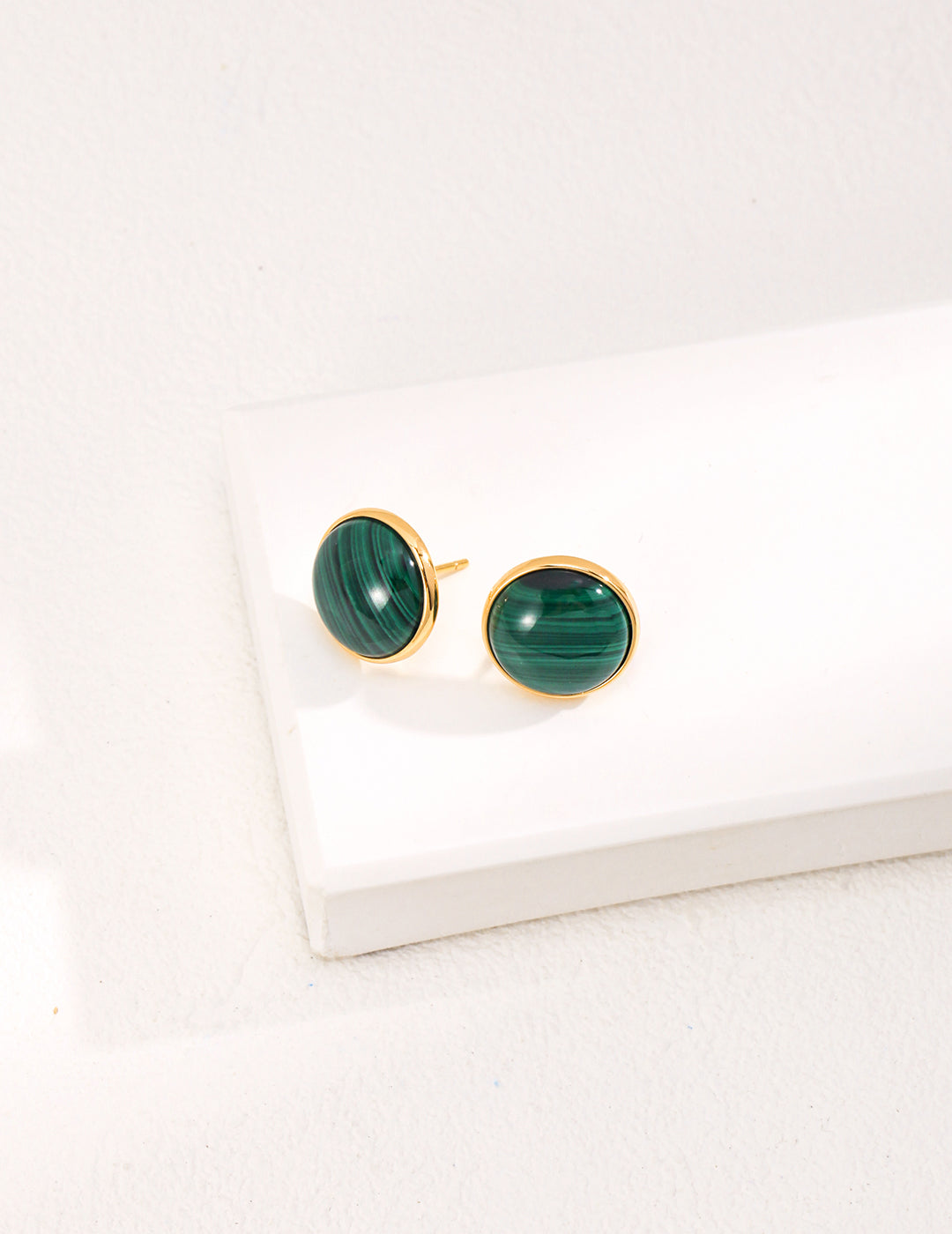 STERLING SILVER MALACHITE STUD EARRINGS