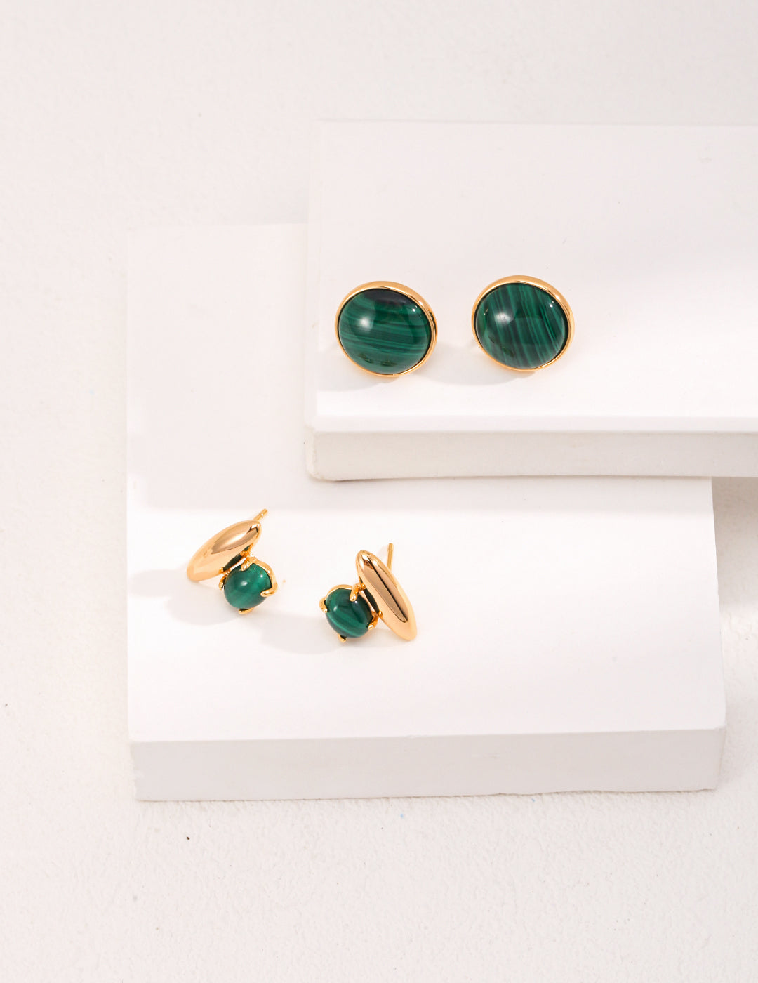 STERLING SILVER MALACHITE STUD EARRINGS