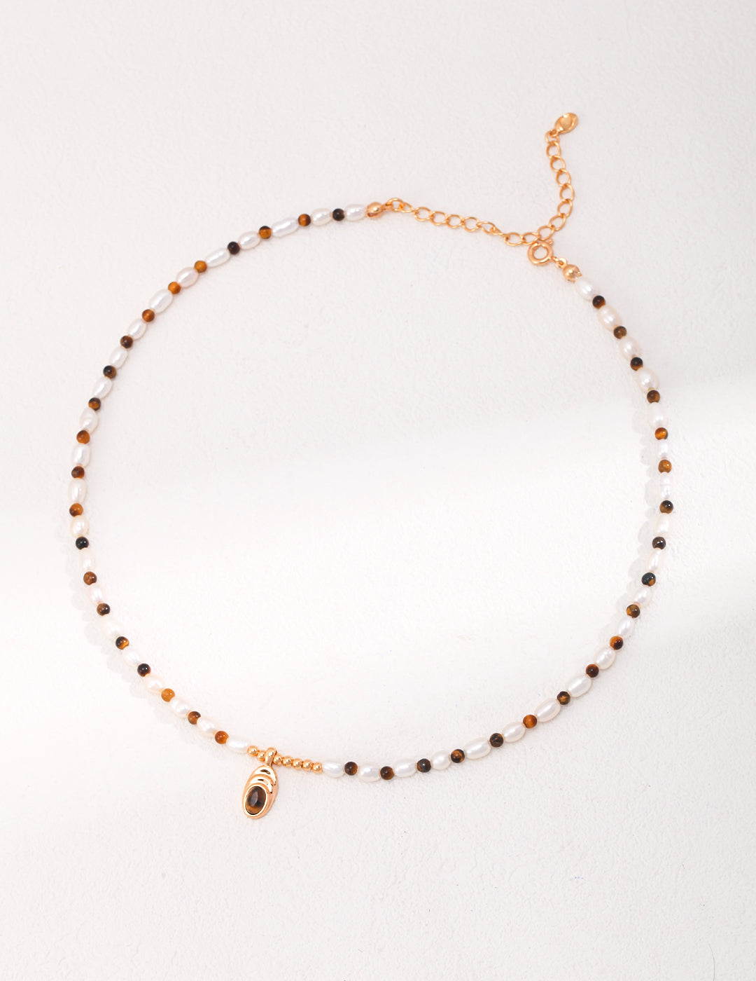 STERLING SILVER TIGER EYE STONE STACKING NECKLACE