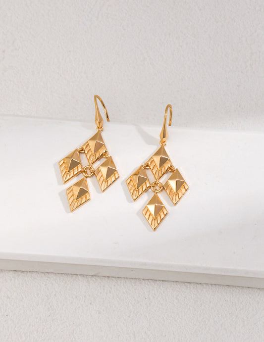 STERLING SILVER PYRAMID DROP EARRINGS