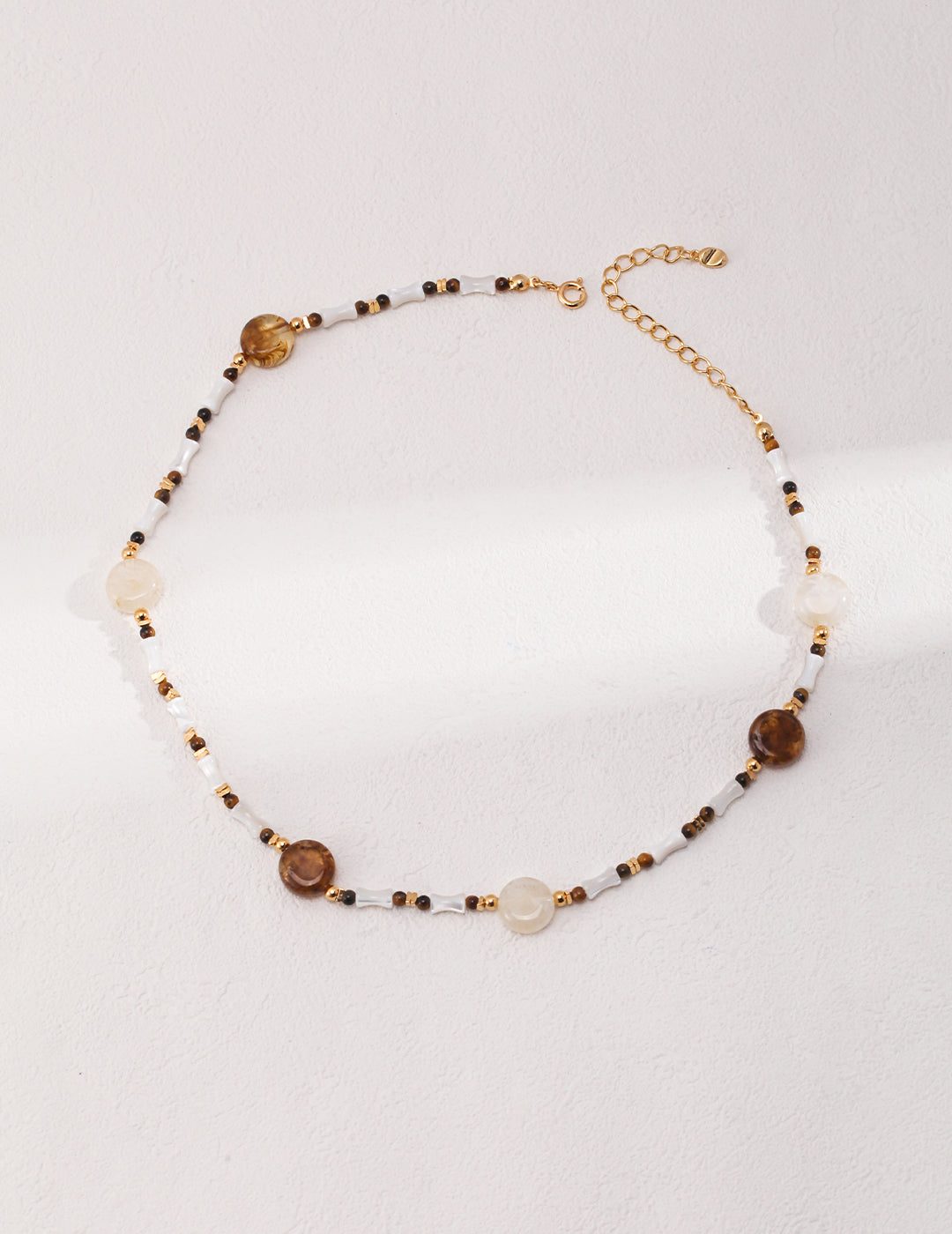 STERLING SILVER TIGER EYE STONE SHELL NECKLACE