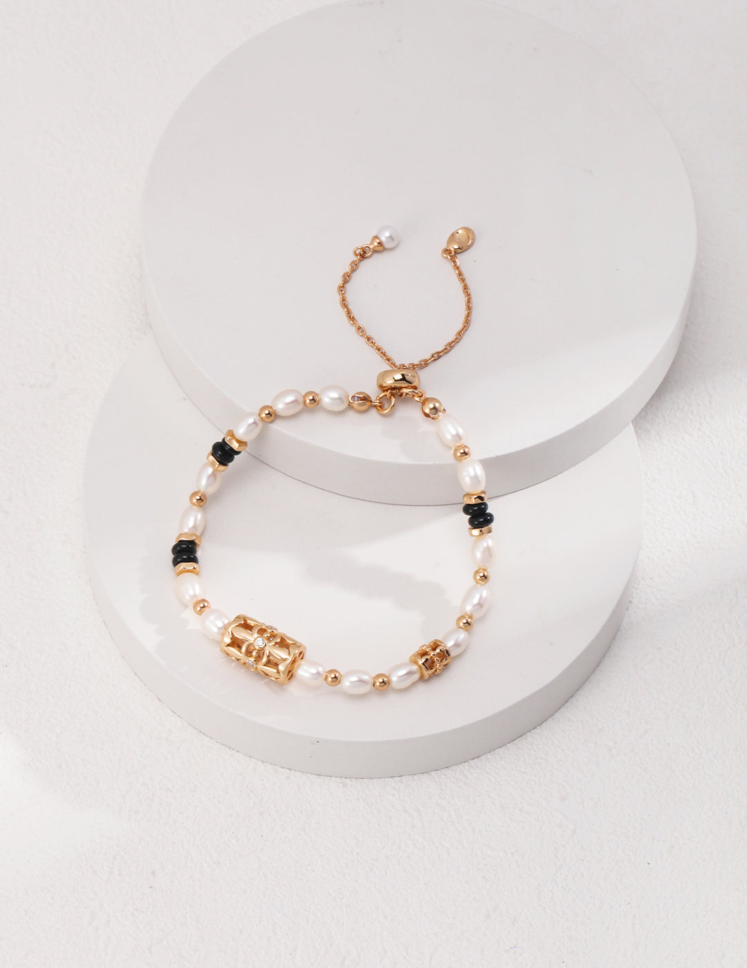 STERLING SILVER PEARL BEADED GEMSTONE SLIDING BRACELET