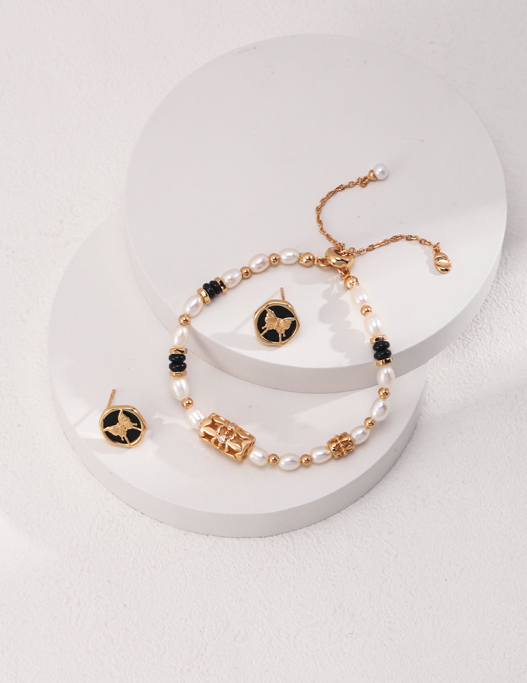 STERLING SILVER PEARL BEADED GEMSTONE SLIDING BRACELET