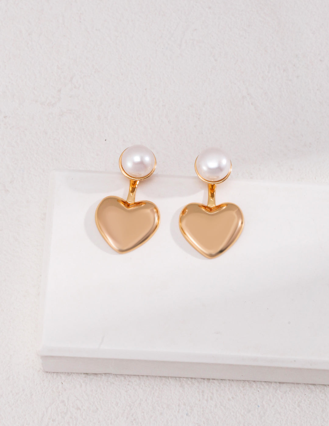 STERLING SILVER NATURAL PEARL HEART DROP EARRINGS