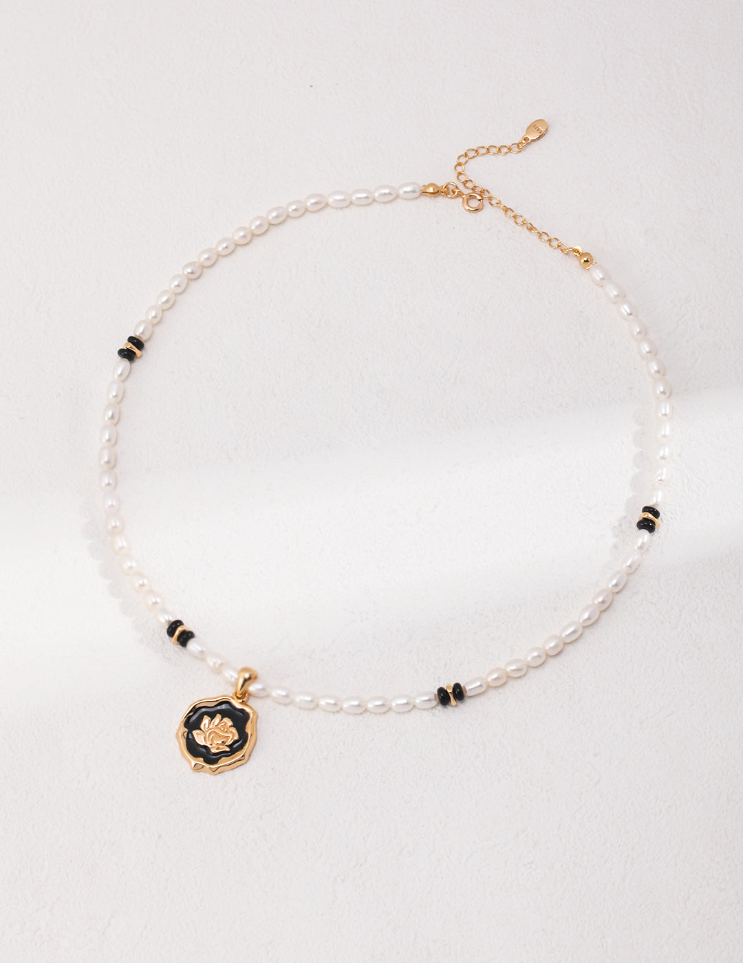 STERLING SILVER DRIP GLAZE PEARL COIN NECKLACE