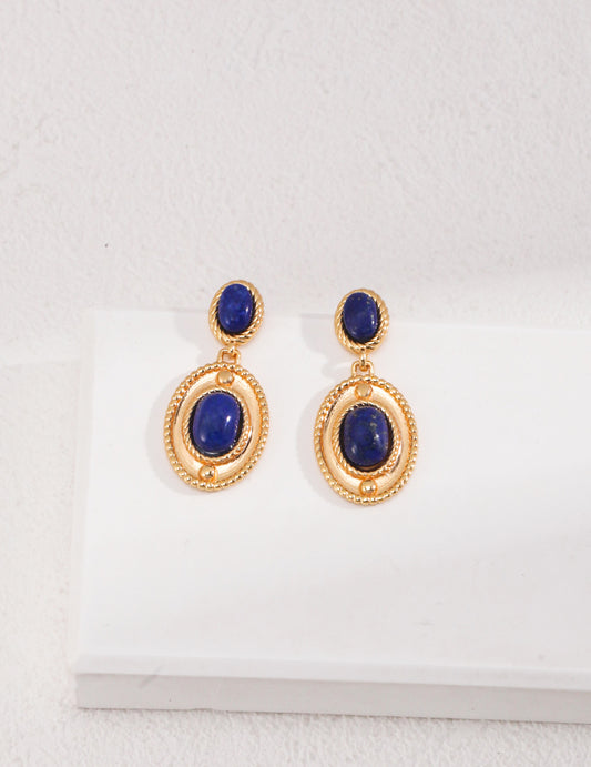 NATURAL LAPIS LAZULI VINTAGE STUD EARRINGS