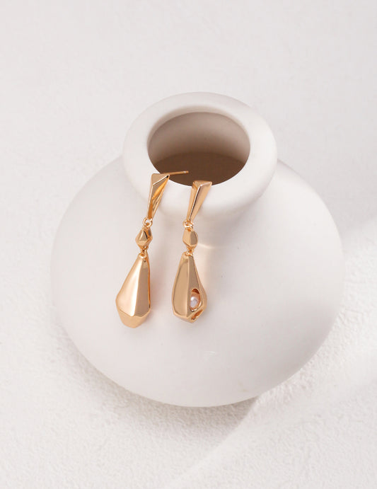 STERLING SILVER PEARL CHUBBY DROP EARRINGS